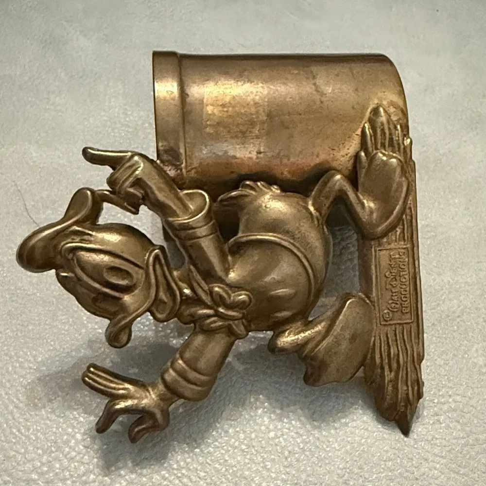 Vintage Walt Disney Donald Duck BRASS Pencil holder